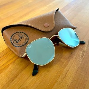 Ray-Ban Hexagonal sunglasses - gold w/silver mirror lenses